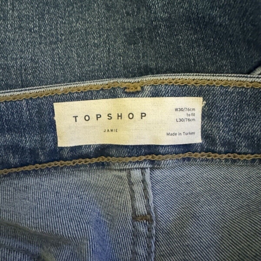 Topshop "Jaime" Size 30 Medium Wash Skinny Leg High-Rise Distressed Jeans - EUC - Picture 3 of 4